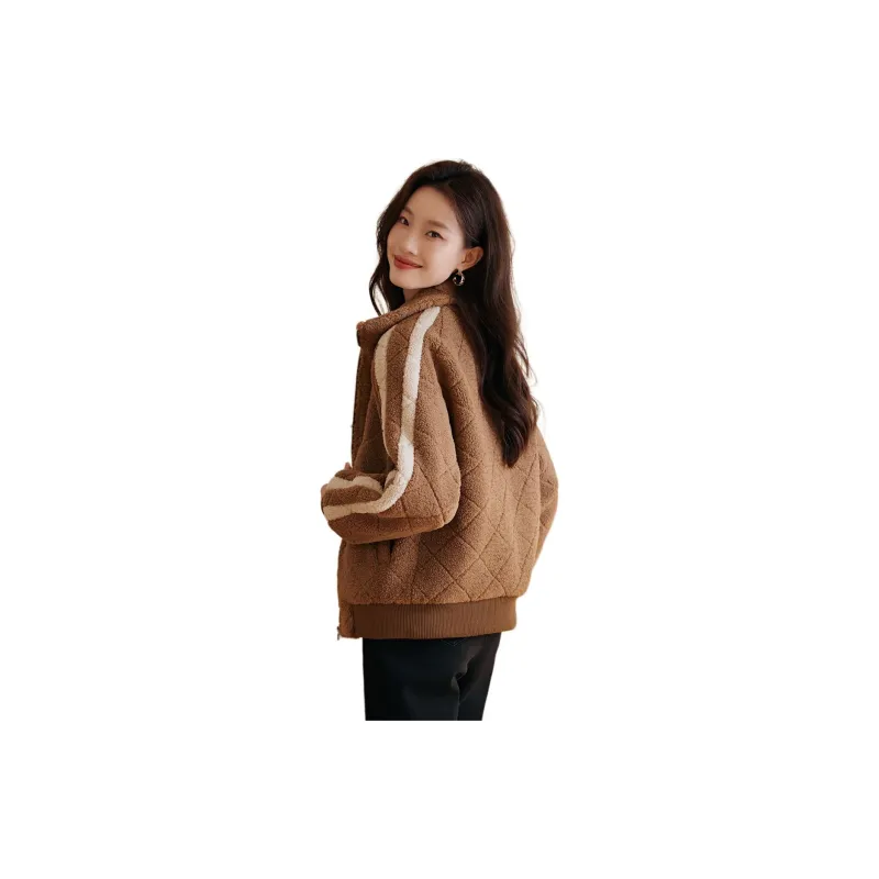 Mo Han Yi Mei Velvet feel Coat Women's Coffee-1