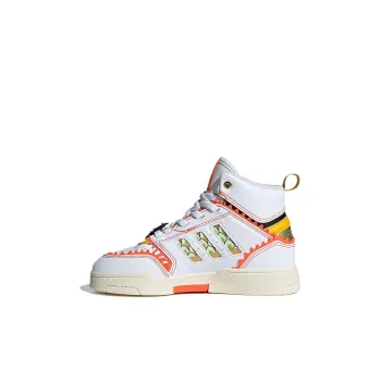 Adidas Originals Drop Step Durable Breathable High Top Kids' Skateboarding Shoes White Orange Kids