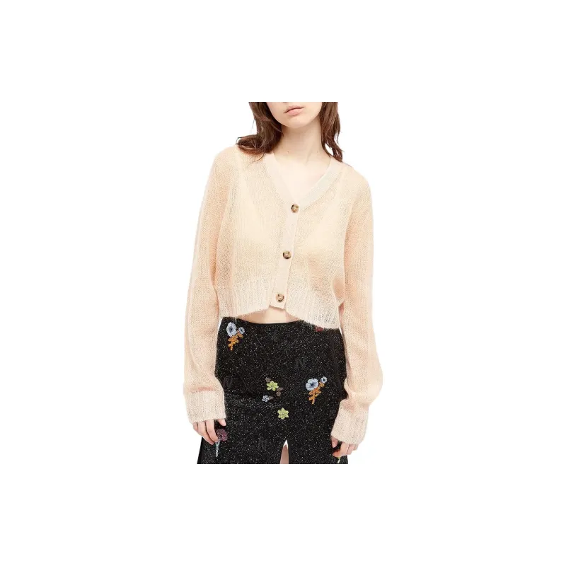 Acne Studios Knitted Fabric Cardigan Coat Women's Orange Pink-3