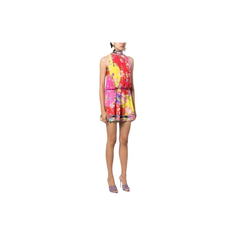 Camilla Floral print Tie neck Playsuit-3