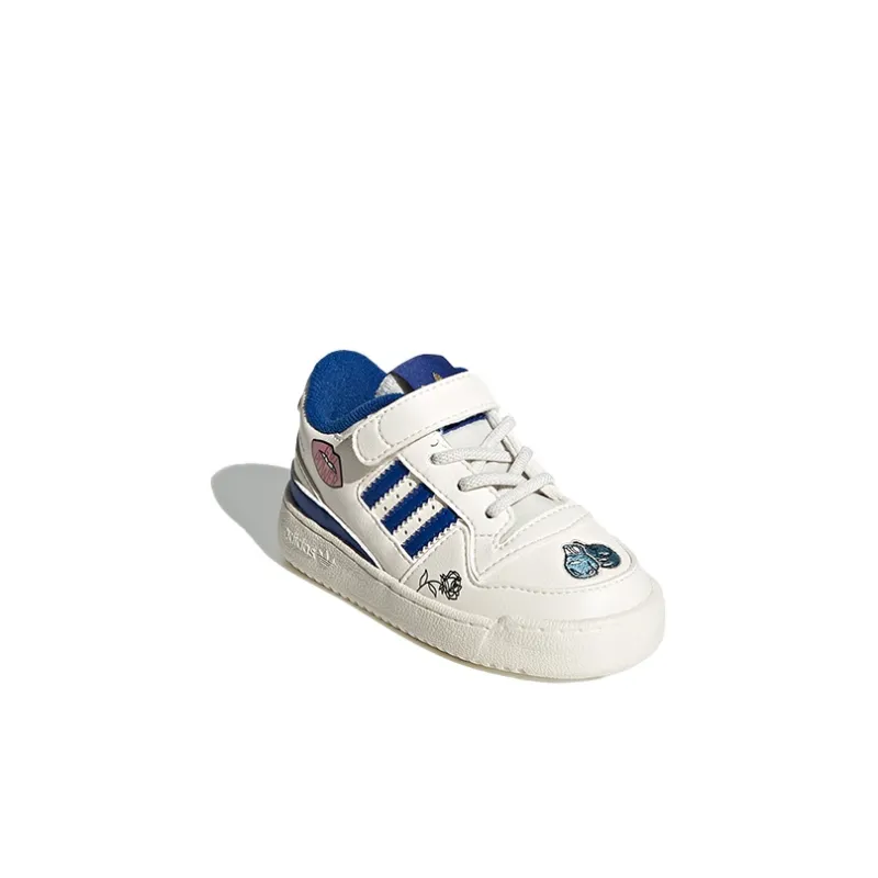 Adidas Originals FORUM Low El I Slip Resistant Low Top Toddler Shoes White Blue Infant And Toddler-2