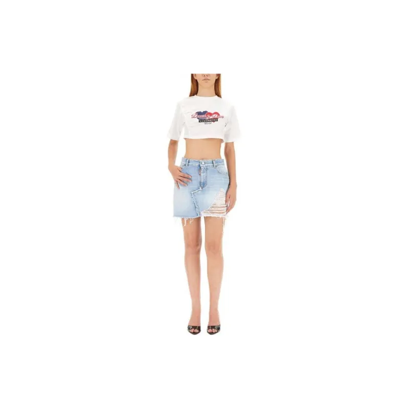 DSQUARED 2 Gathered Cropped T shirt-1