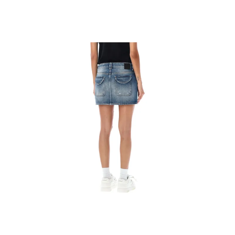 OFF WHITE Denim Short Skirts Women's Blue-1