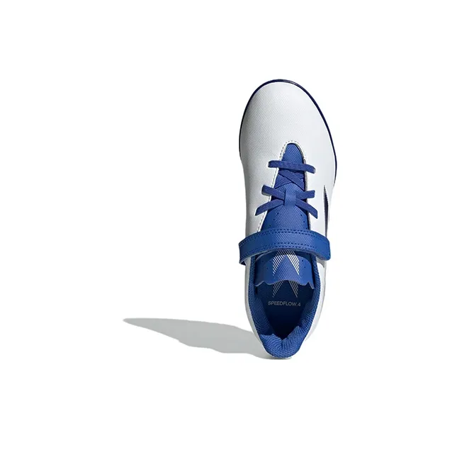 Adidas X Speedflow.4 Abrasion Resistant Low Top Kids' Soccer Shoes White Blue Kids'-4