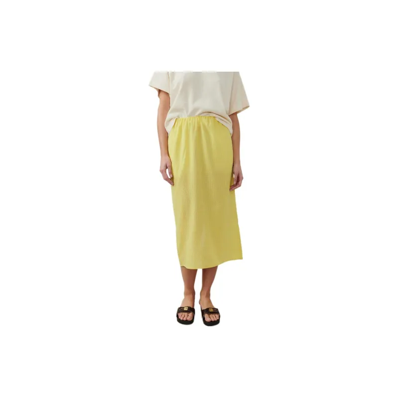 AMERICAN VINTAGE A.M SS24 JUPE FEMME PYKOBOO Casual Long Skirts Women's Neon Yellow-3