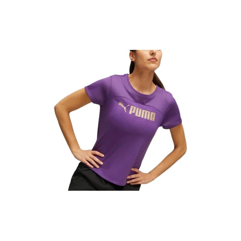 PUMA FitUltrabreathe Regular T Shirt Women's Purple Print Gold-3