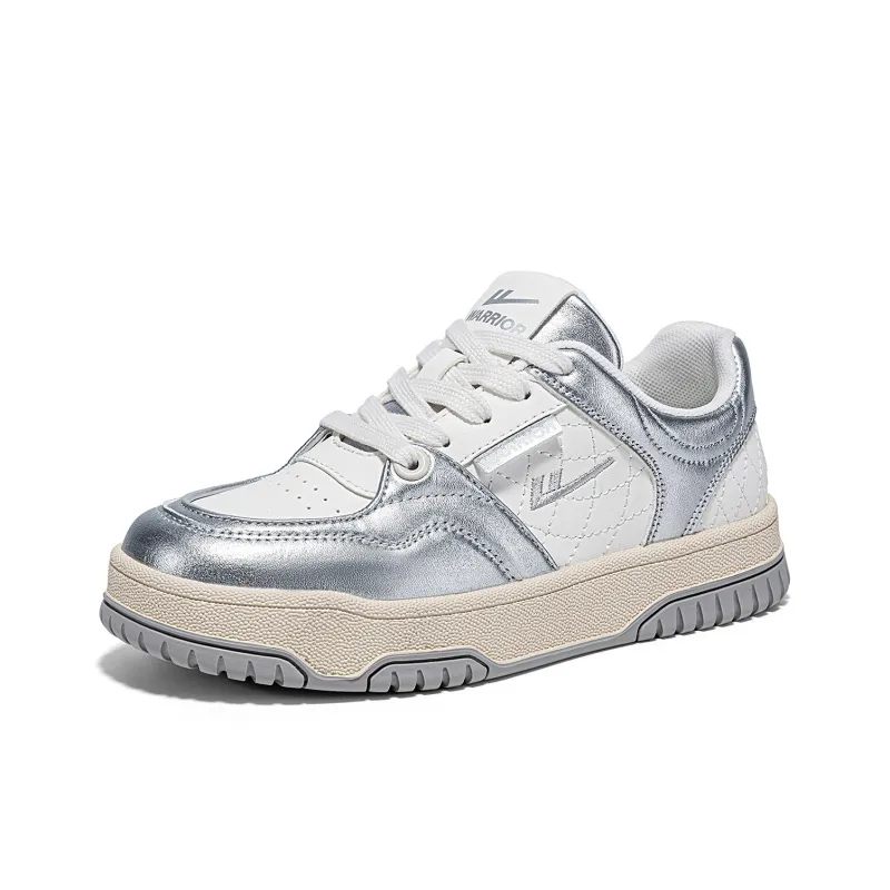 WARRIOR Skateboard Shoes Women's Low Top Silver Beige-1