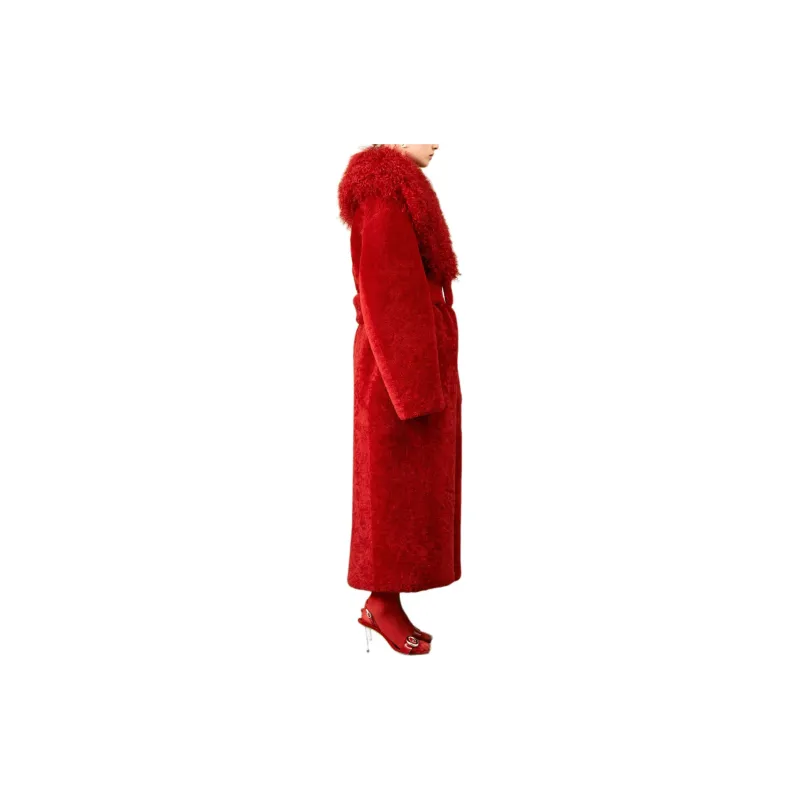 Jacquemus Shearling Long Coat Coats Women's Red-2