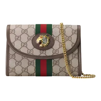 GUCCI Rajah Canvas With Leather One Shoulder Handbag Crossbody Bag Mini Women's Ebony