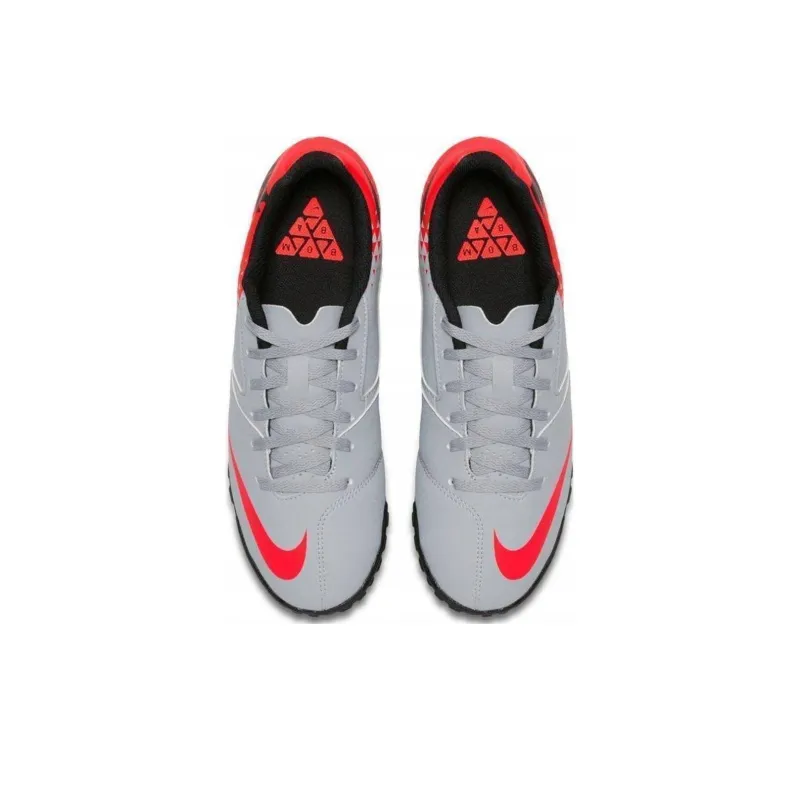 Nike Bomba Slip Resistant Cushioning Wear Resistant Low Top Kids' Soccer Shoes Gray Red Kids'-3