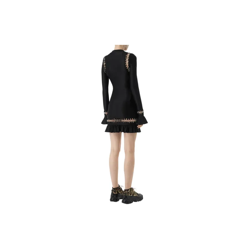 Burberry Ring Embellished Mini Dress 'Black'-1