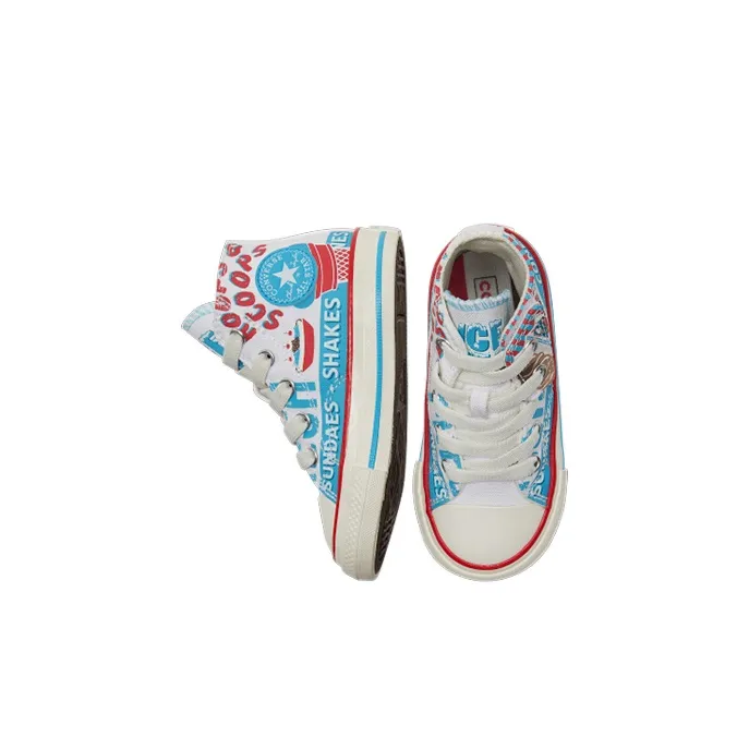 Converse 1970s Anti-Slip Wear-Resistant High-Top Toddler Shoes White Blue Red Infant And Toddler-3