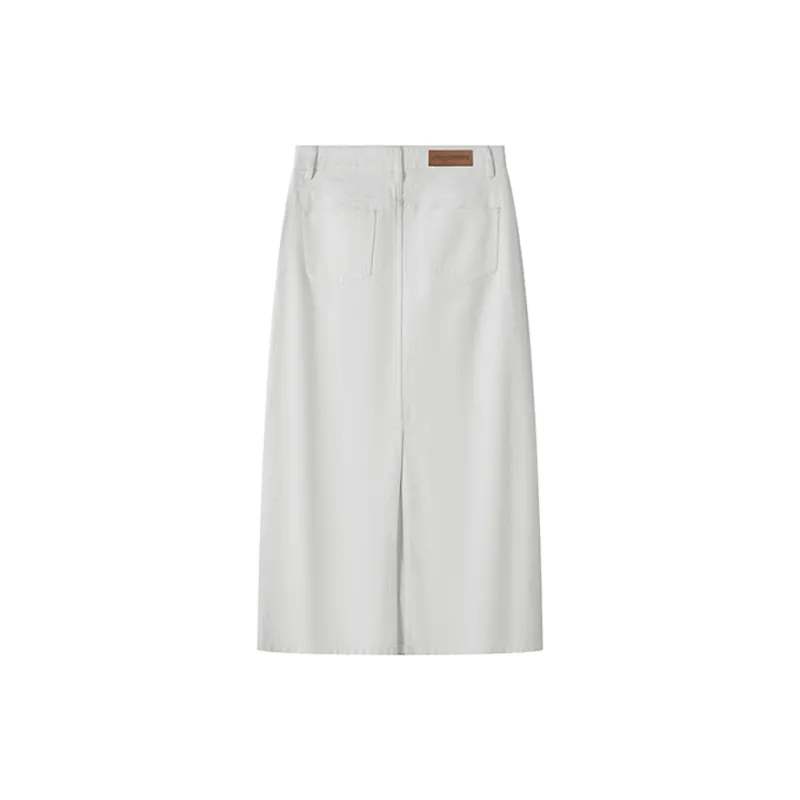 MOSIIMORII Denim Long Skirt Women's White-1