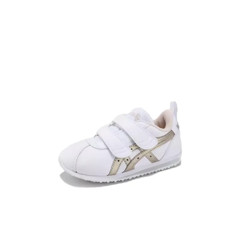 Asics Corsair Mini Anti-Slip And Wear-Resistant Breathable Low-Top Toddler Shoes White Gold Infant And Toddler-3