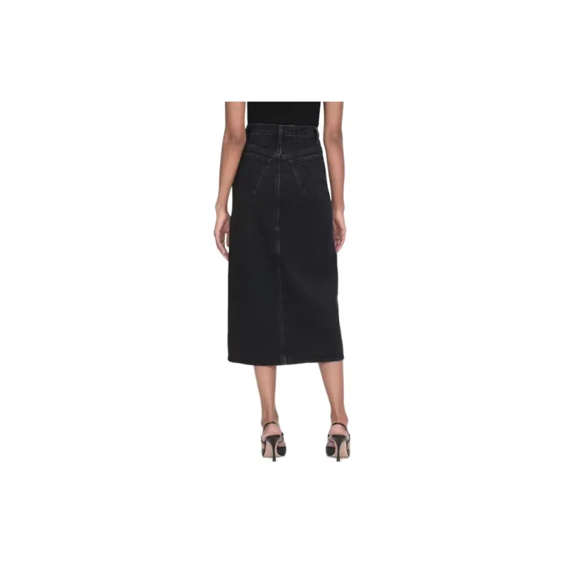 FRAME Denim Long Skirt Women's Black-3
