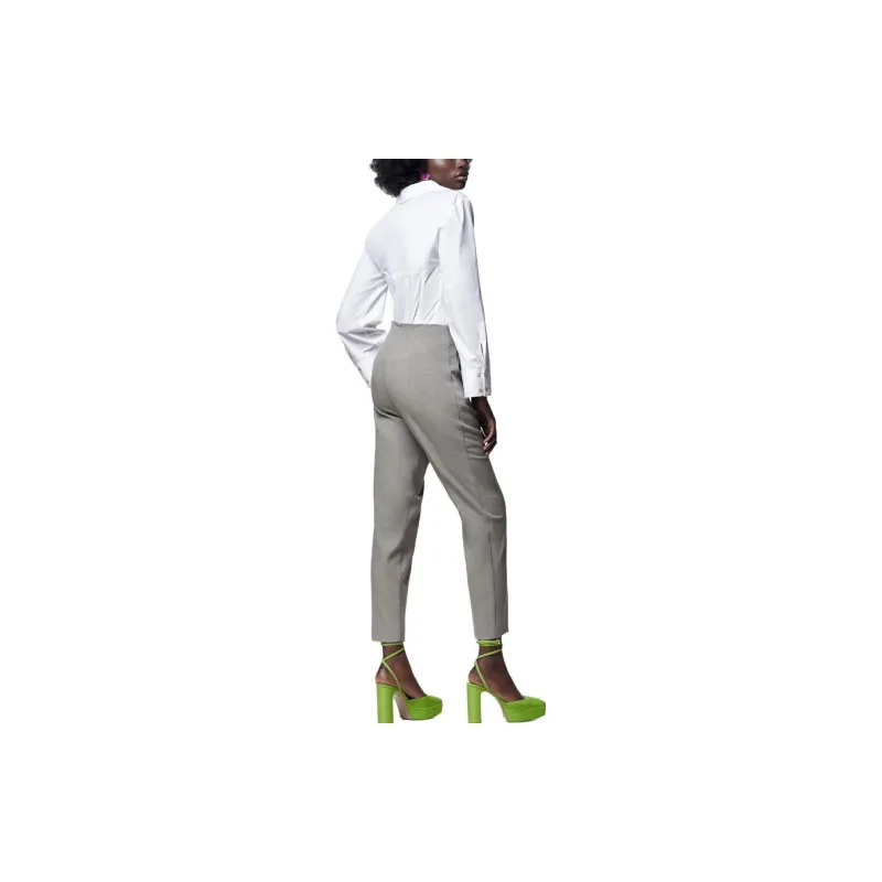 ZARA Casual Pants Women's Light Gray-3
