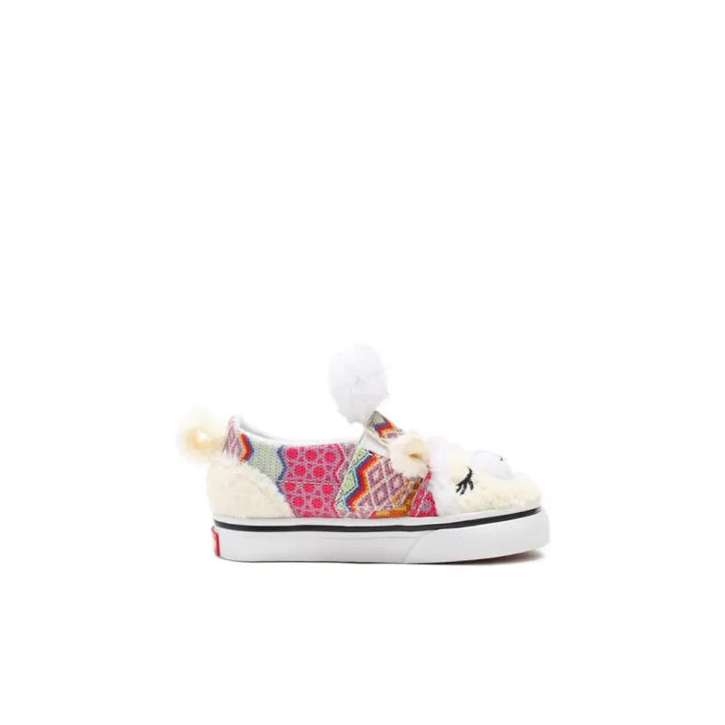 Vans Slip on Slip Resistant, Abrasion Resistant, Breathable Low Top Toddler Shoes White Red Infant And Toddler-1