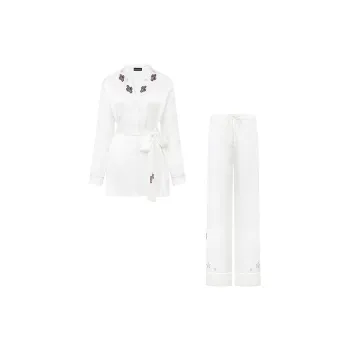 SILKY MIRACLE FW24 Pajama Set Women's Pearl White Fringe Set