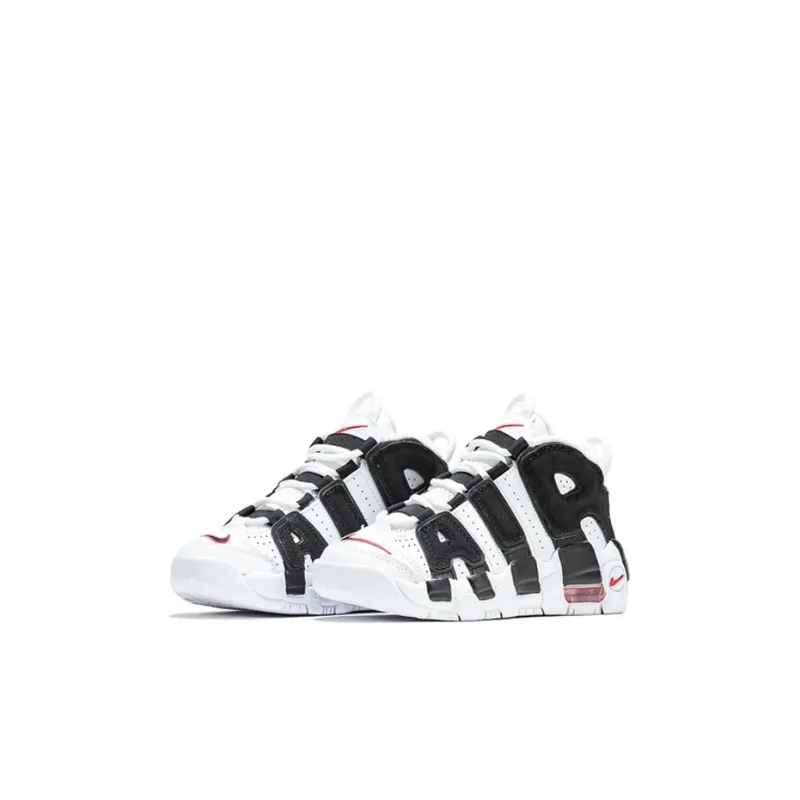 Nike Air More Uptempo Shock Absorbers Mid Top Vintage Basketball Shoes Black White Children Aged 3 7 Years Old-2