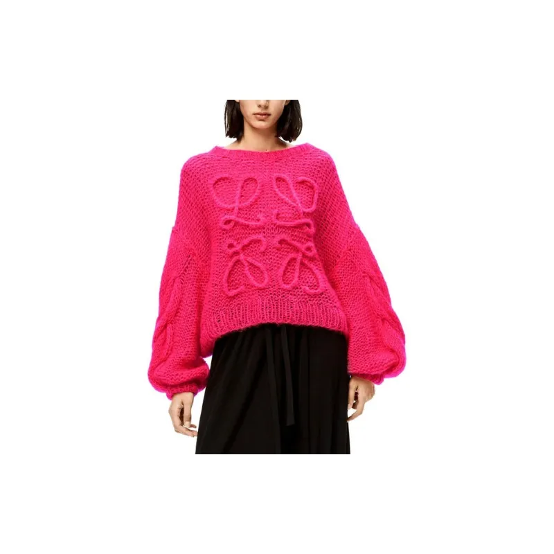 LOEWE Anagram Mohair Sweater 'Fluo Pink'-1