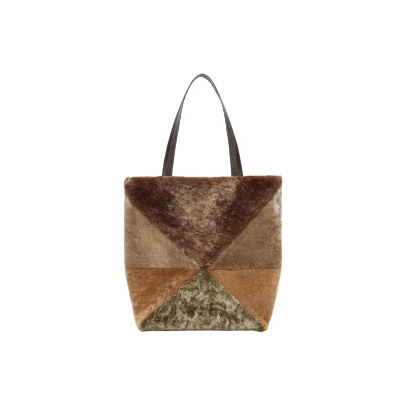 LOEWE Shearling Tote Bag, Shopping Bag, Handbag Large Size Women's Multicolor-3