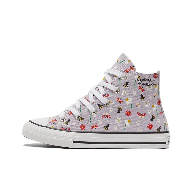 Converse Chuck Taylor All Star Anti Slip Wear Resistant High Top Kids Canvas Shoes Purple Teenagers-0