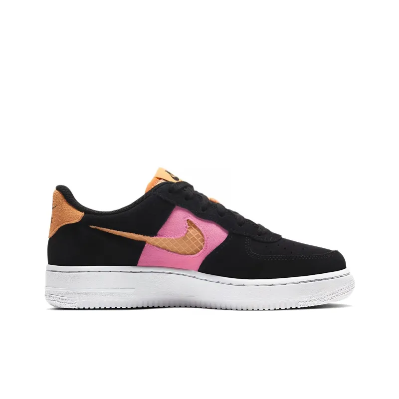 Nike Air Force 1 Low Top Kids' Skateboarding Shoes Black Pink Teenagers-1