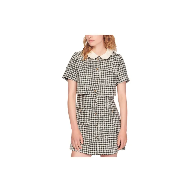 Sandro Short-Sleeved Dresses Women's Black & White-1