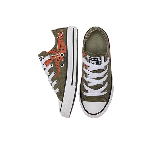 Converse Chuck Taylor All Star Anti Slip Wear Resistant Low Top Kids Canvas Shoes Army Green Teenagers-3