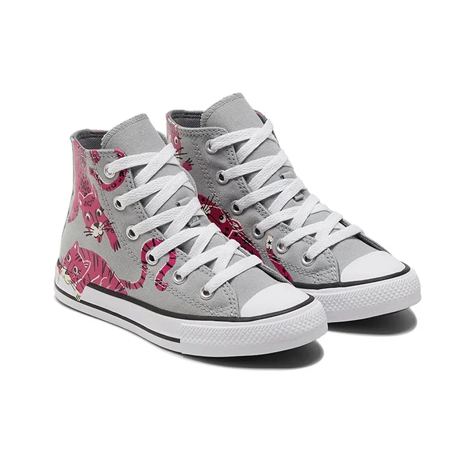 Converse Chuck Taylor All Star Anti Slip Wear Resistant High Top Kids Canvas Shoes Gray Rose Red Teenagers-2