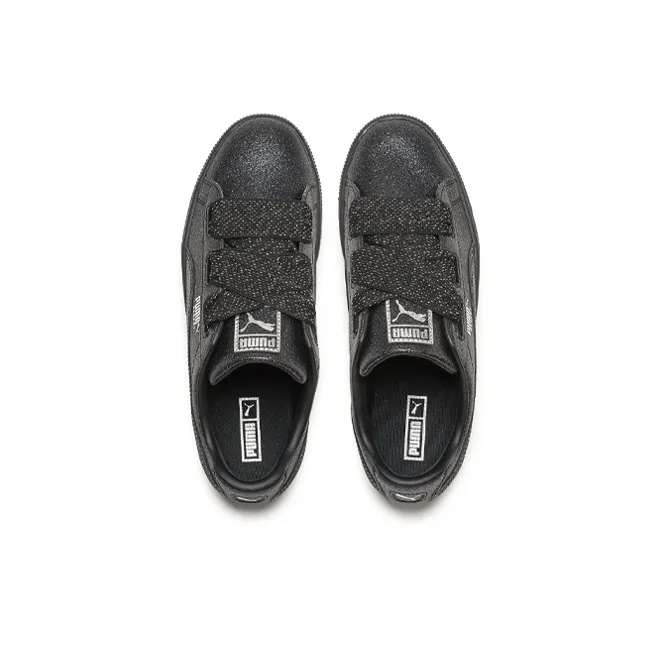 PUMA Basket Series Heart Silver Low-Top Kids' Skateboarding Shoes Black Teenagers-2