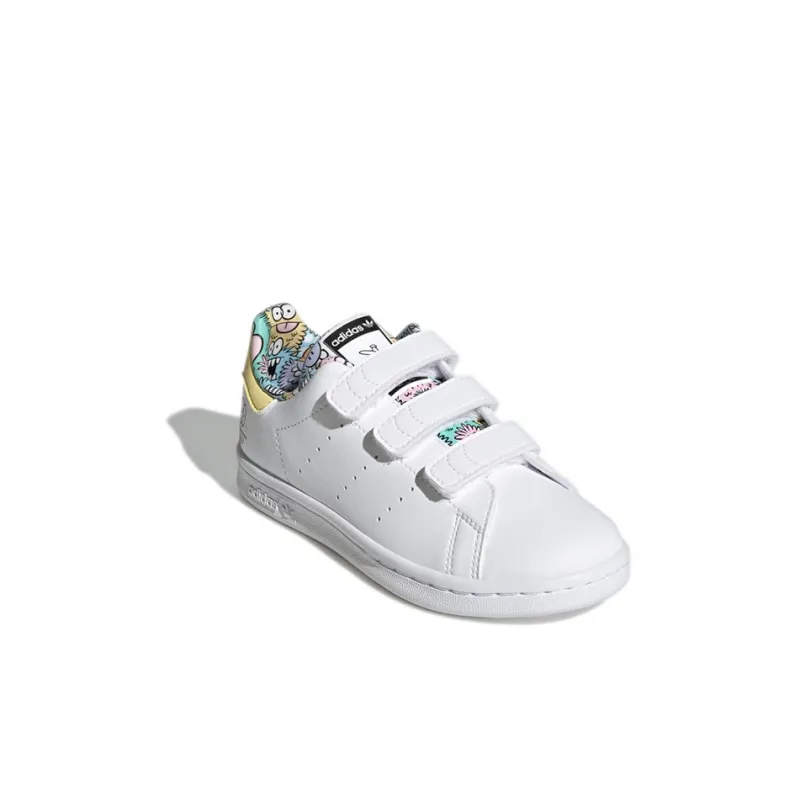 Adidas Originals STAN SMITH Collection Low Top Kids' Skateboarding Shoes White Yellow Children Aged 3 7 Years Old-2