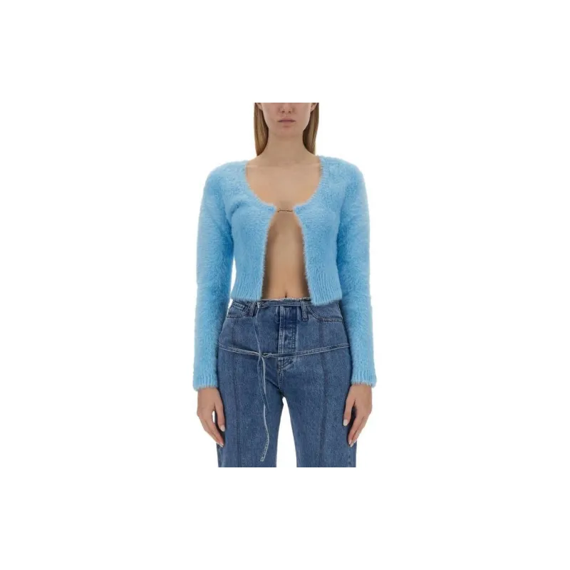 Jacquemus Fluffy Charm Logo Open Front Cardigan-2