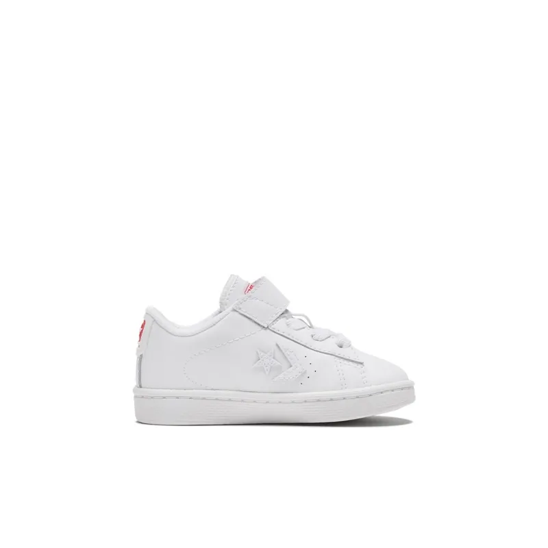 Converse Cons Pro Leather Slip-Resistant Cushioning Wear-Resistant Low-Top Toddler Shoes White Red Infant And Toddler-1