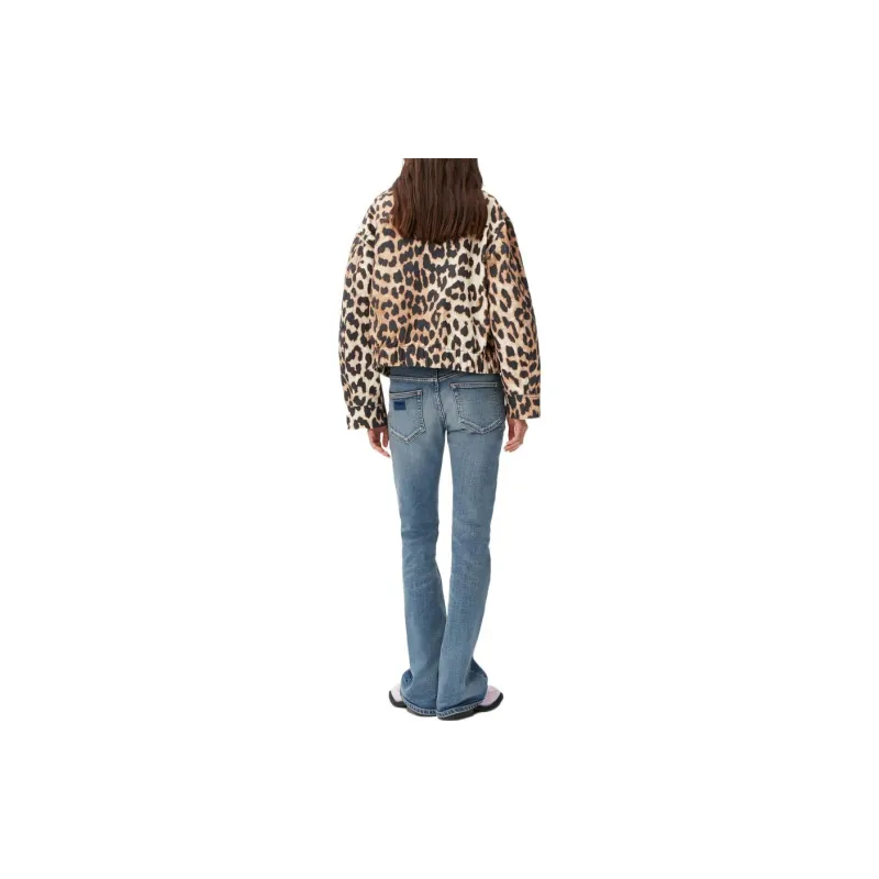 GANNI Leopard Print Zipped Jacket 'Beige Leopard'-3