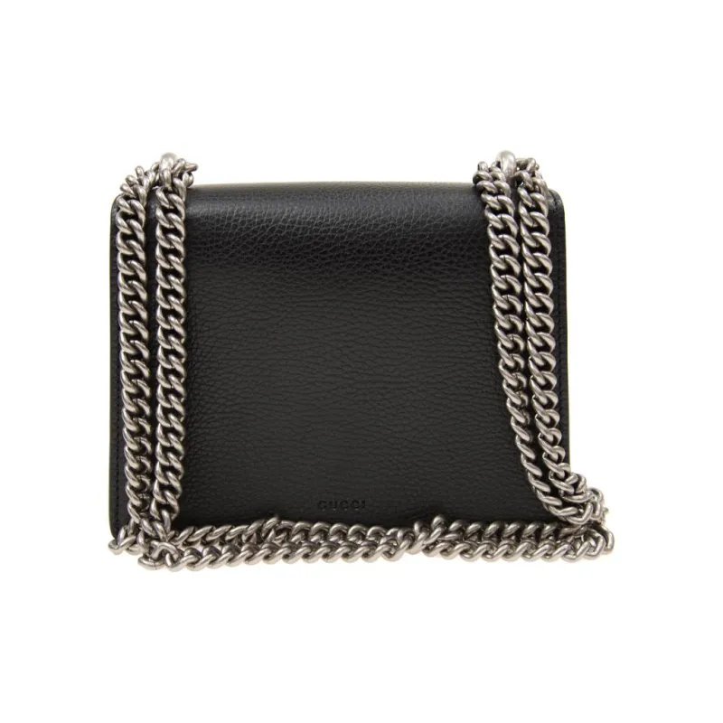 GUCCI Dionysus Leather Bacchus Bag Chain Pack Shoulder Bag Crossbody Bag Women's Black-4