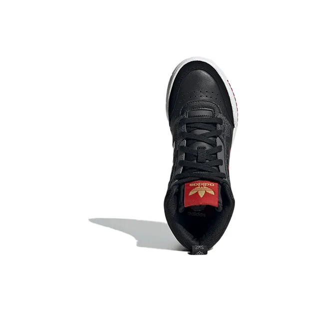 Adidas Originals Drop Step J Abrasion Resistant High Top Skateboard Shoes Black Red Teenagers-4