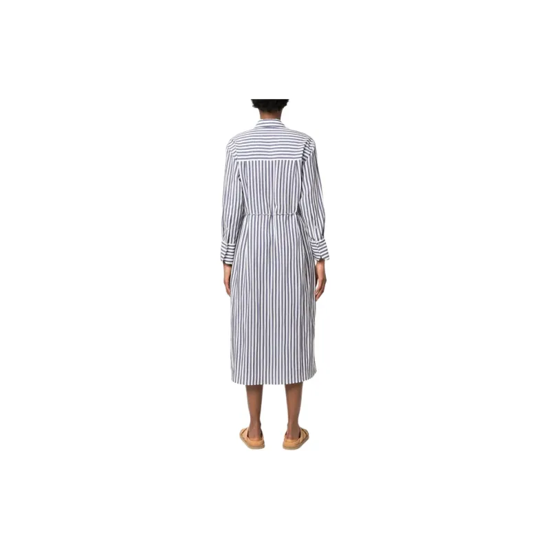 VINCE Striped Belted Midi Shirt Dress-3