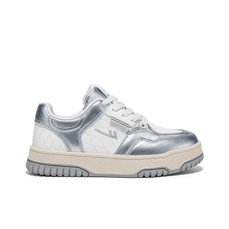 WARRIOR Skateboard Shoes Women's Low Top Silver Beige-2