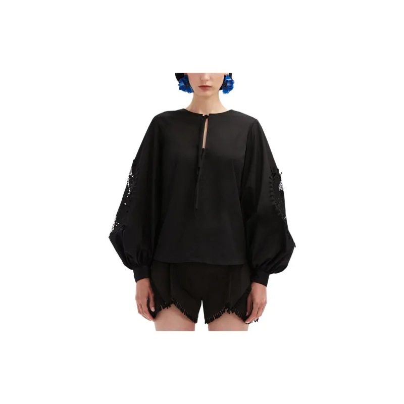 OSCAR DE LA RENTA Eyelet-detail Round-neck Blouse-3