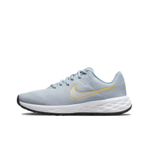 nike size REVOLUTION 6 Slip Resistant Cushioning Wear Resistant Breathable Low Top Kids' Running Shoes Blue Teenagers