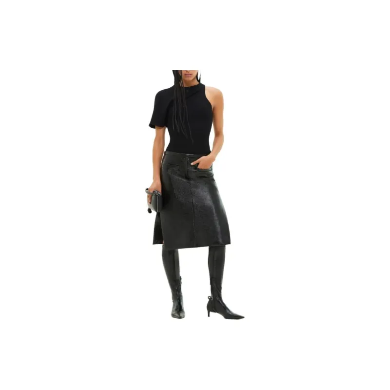 COURREGES Asymmetric Ribbed Knit One Sleeved Top-1