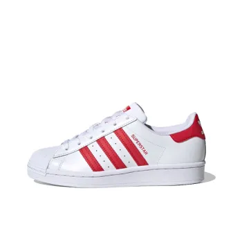 Adidas Originals SUPERSTAR J Slip Resistant Breathable Low Top Kids' Skateboarding Shoes White Red Teenagers