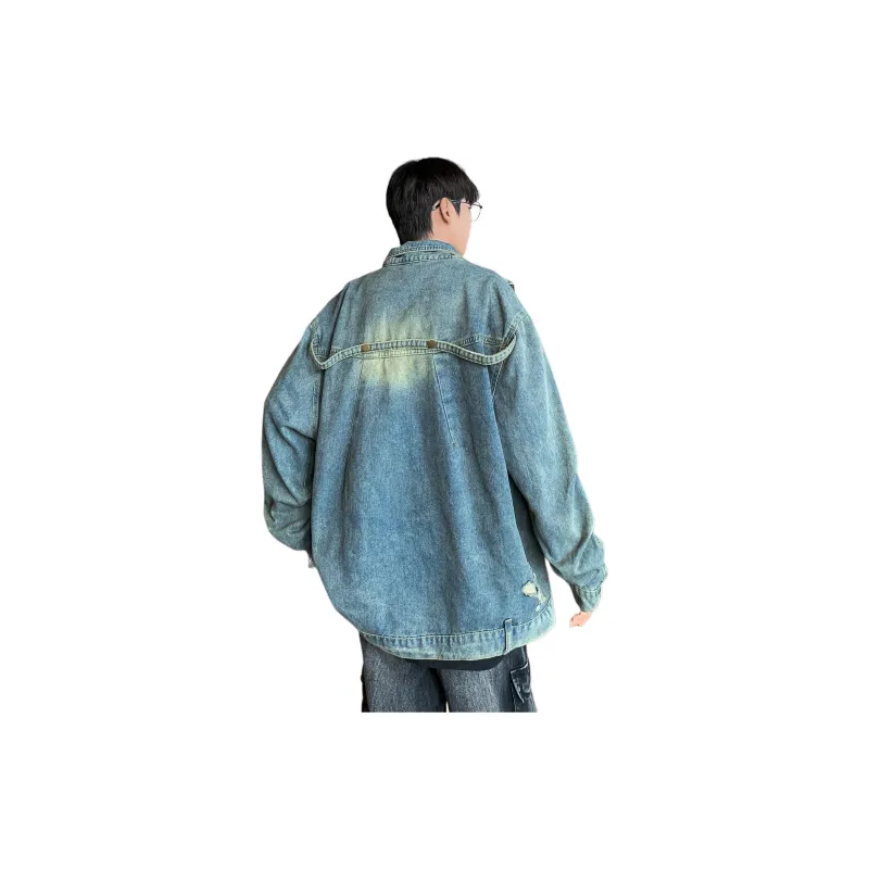 FONDLOOK Denim Jackets Unisex Blue-1
