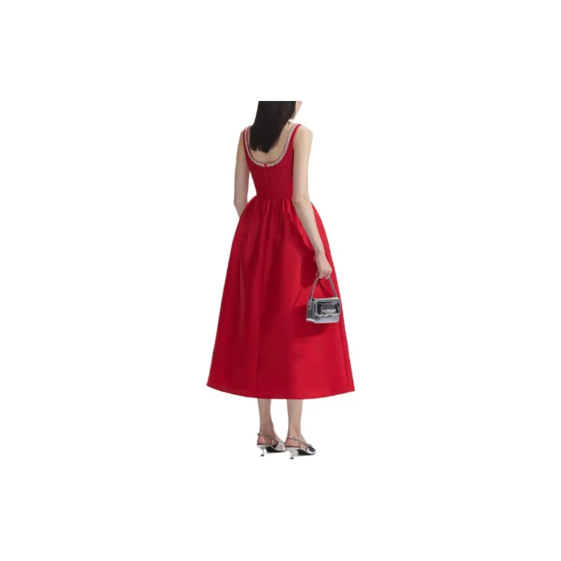 Self-portrait Taffeta Diamante Midi Dress-2