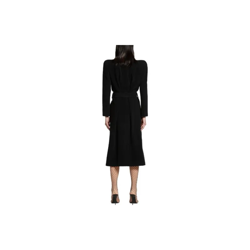 Balenciaga Women's'S Round Shoulder Fitted Coat In Black Black-3