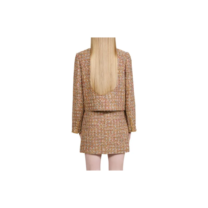 Self portrait Chinese New Year Jacket Women's Camel Gold-2