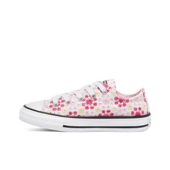 Converse Chuck Taylor All Star Anti Slip Wear Resistant Low Top Kids Canvas Shoes Embroidered Pink And White Teenagers