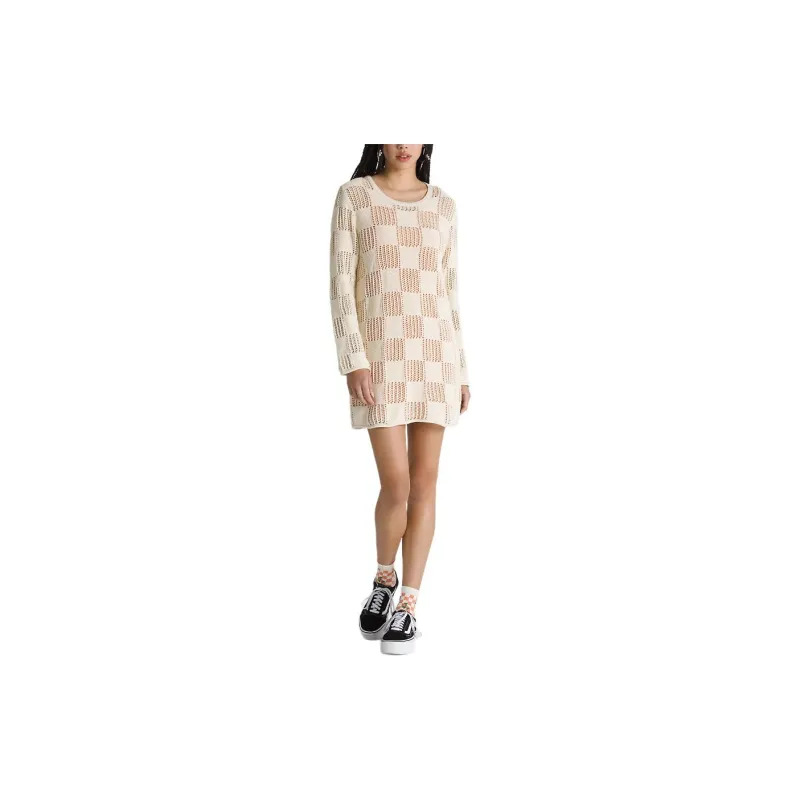 Vans Lily Long Sleeve Knit Dress Long-Sleeved Dresses Women's Beige-1