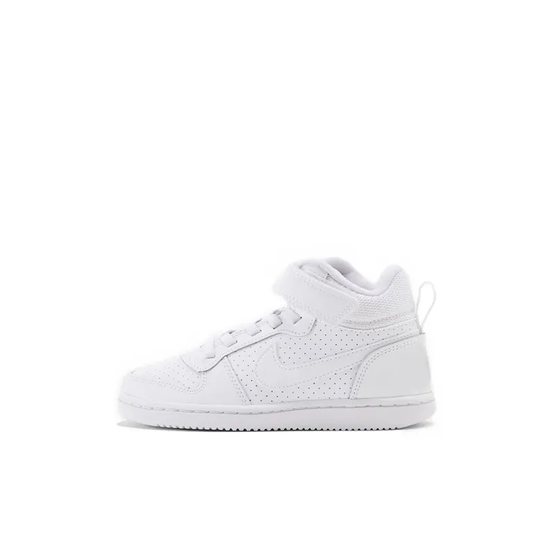 Nike Court Borough Abrasion Resistant Slip Resistant Support Mid Top Skateboard Shoes White Children Aged 3 7 Years Old-0